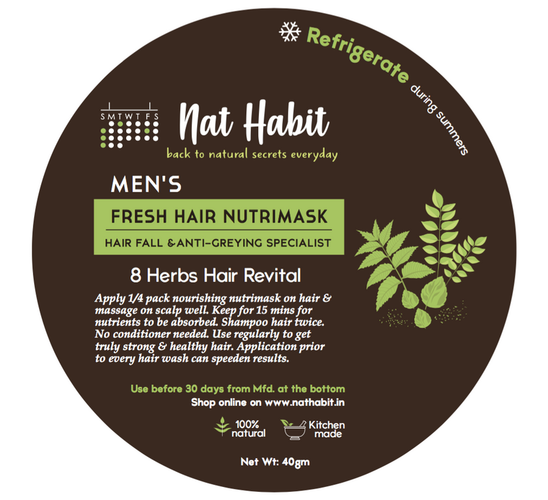 Men's 8 Herbs Hair Revital NutriMask <br><i>for Hairfall & Anti-Greying</i><br><strong>Available in all cities</strong>