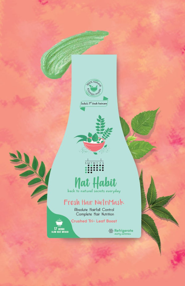 Crushed Tri-Leaf NutriMask <br><i>for Hairfall Control</i><br><strong>Available in all cities</strong>